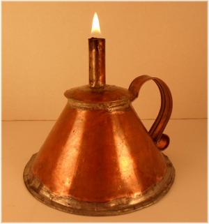 18th Century copper whale oil lamp